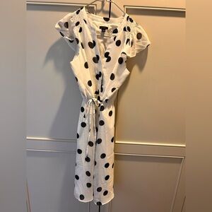 Ann Taylor Black and White Polka Dot Midi Dress
